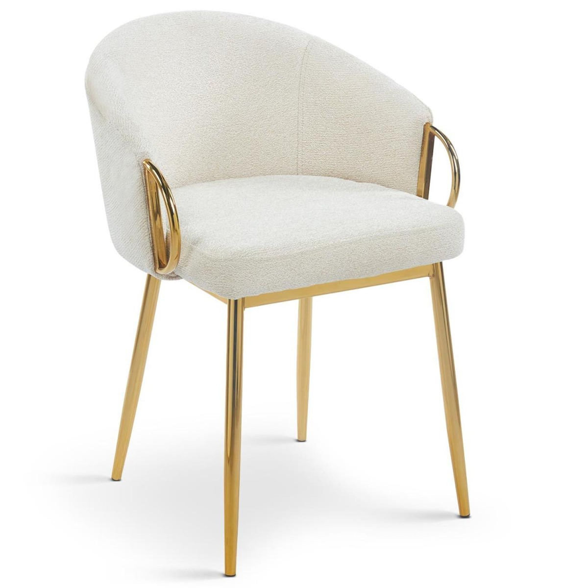 Paris Prix Lot de 8 Chaises en Tissu Bouclette  Julia  74cm Beige & Or