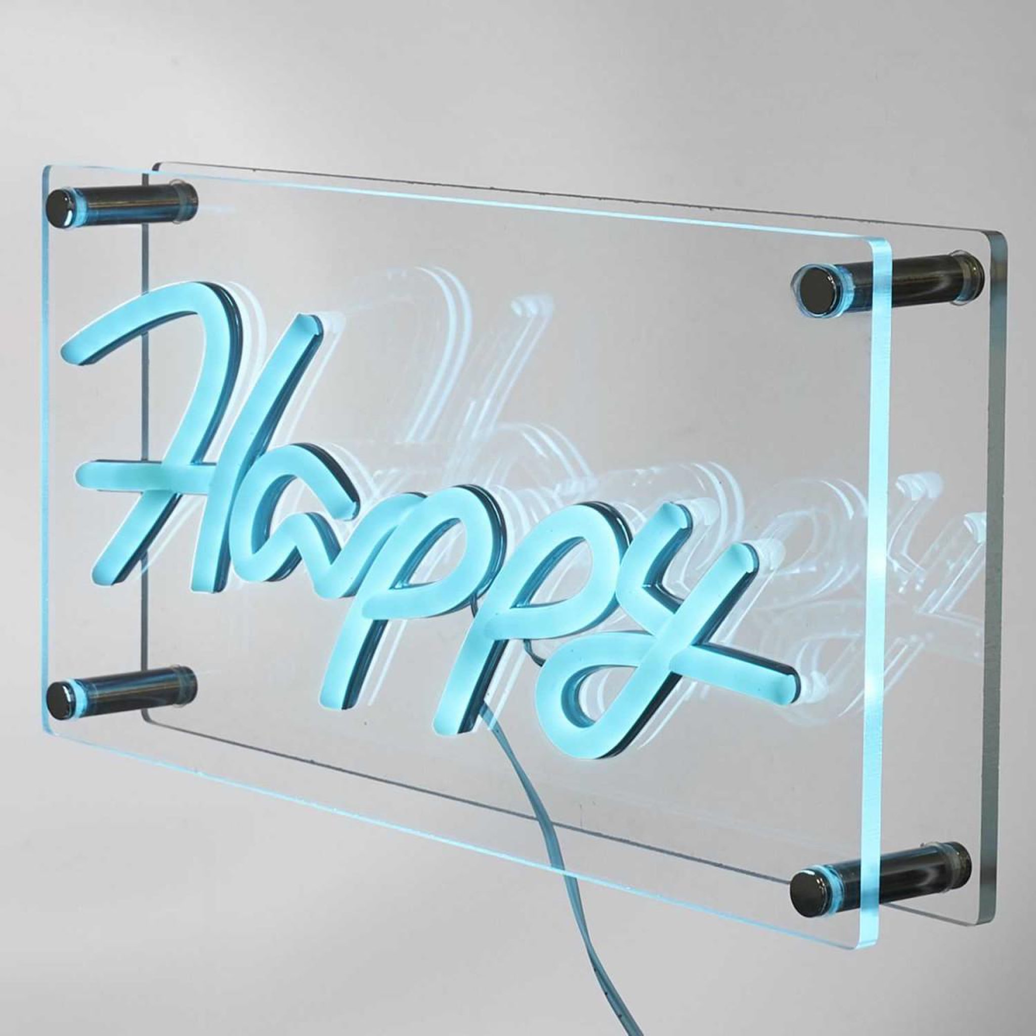 The Home Deco Factory Lampe acrylique effet néon  happy  30cm bleu