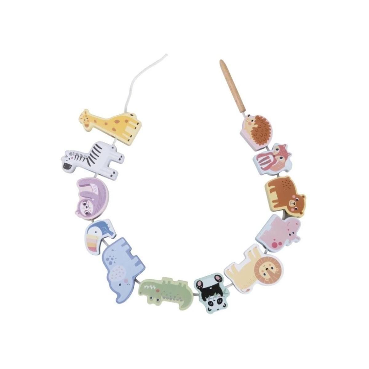 ELINELI Animaux en bois à lacer - jungle