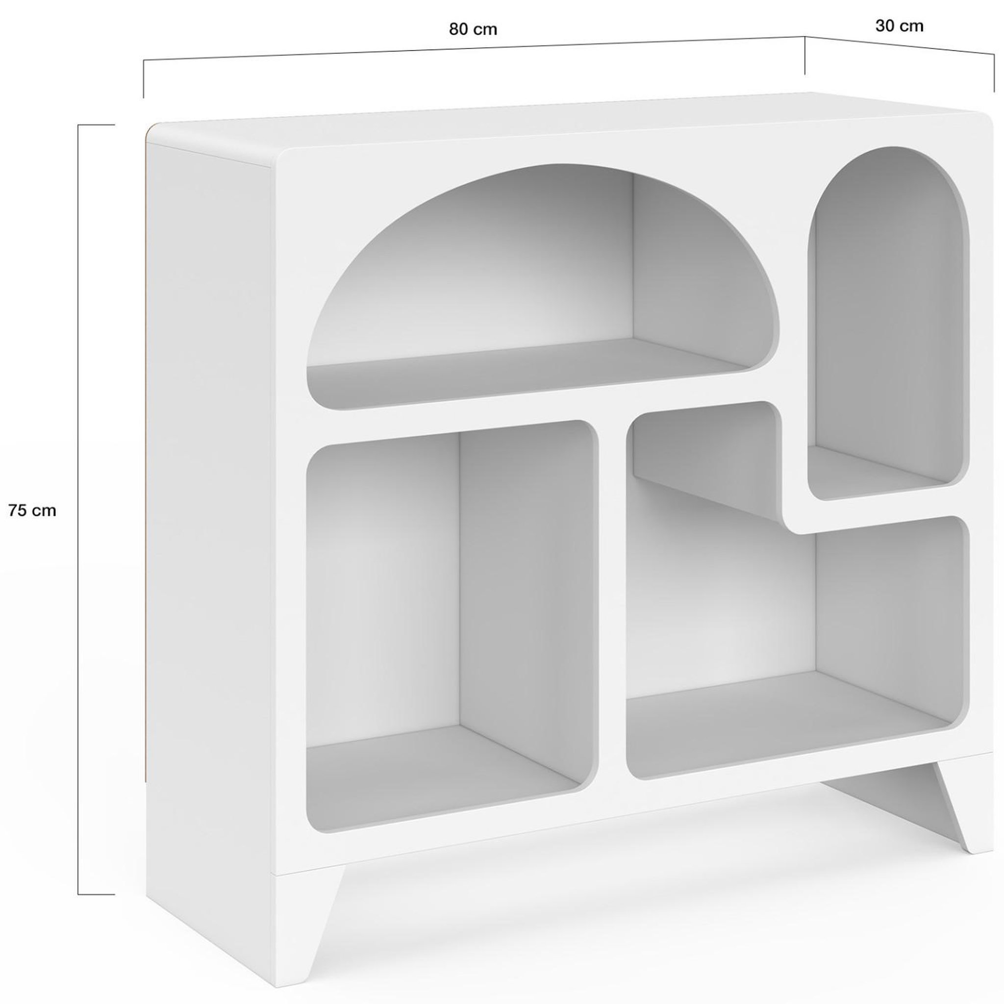 Voir la diapositive 5 : ID MARKET Buffet organique 80 cm alesia bois blanc meuble de rangement 4 niches