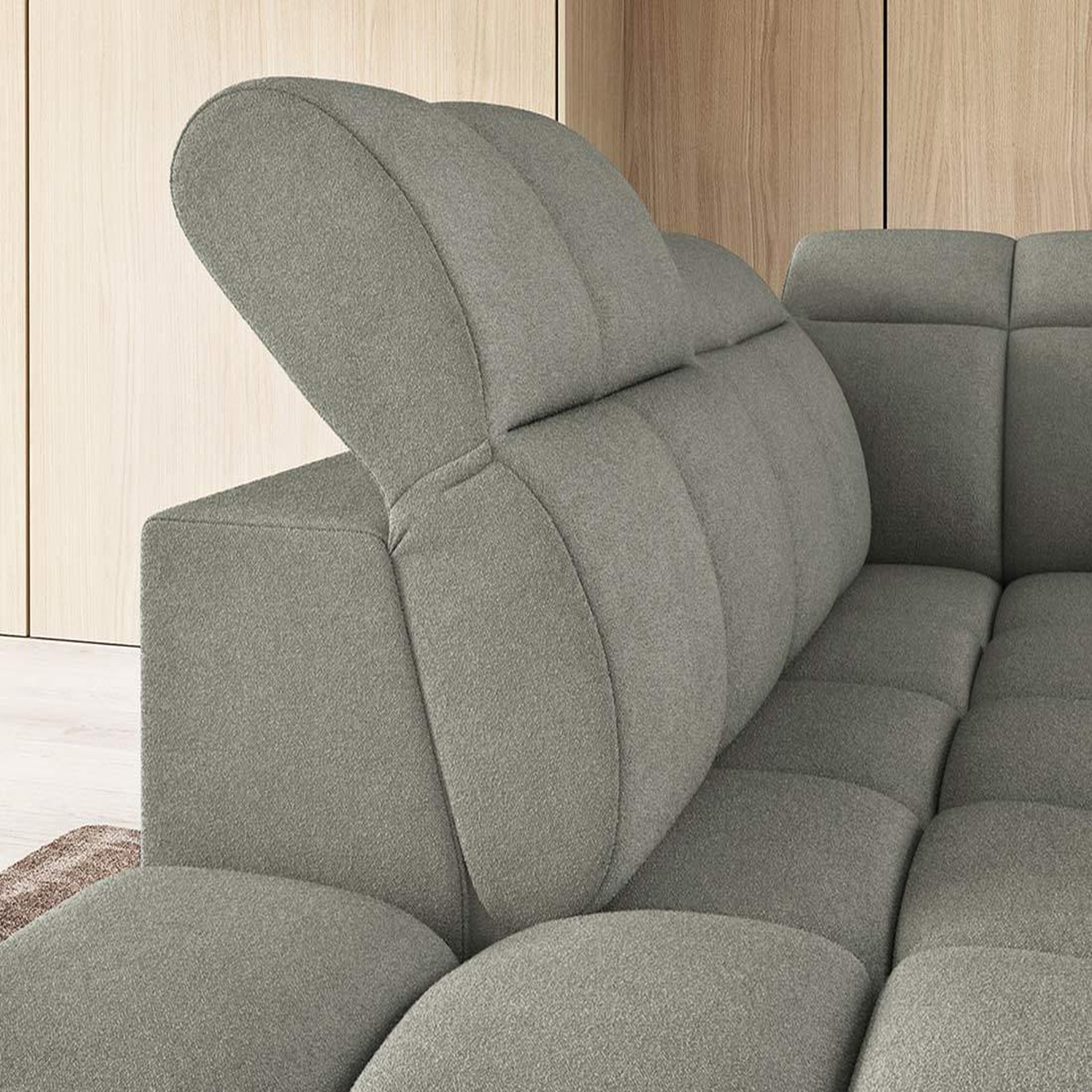 Voir la diapositive 4 : BEST MOBILIER Basile - canapé d'angle gauche 4 places assise extensible électrique avec coffre en tissu texturé