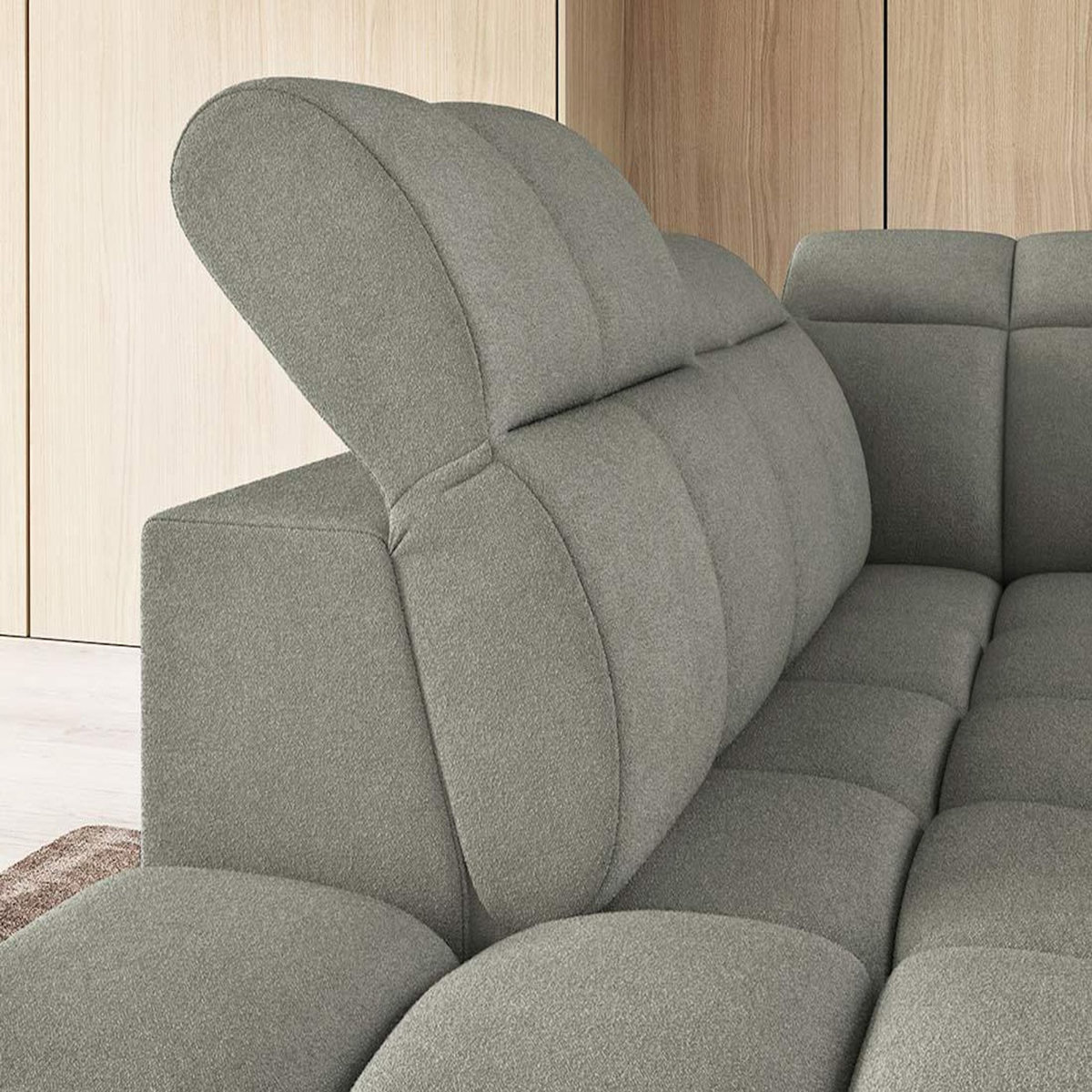 BEST MOBILIER Basile - canapé d'angle gauche 4 places assise extensible électrique avec coffre en tissu texturé