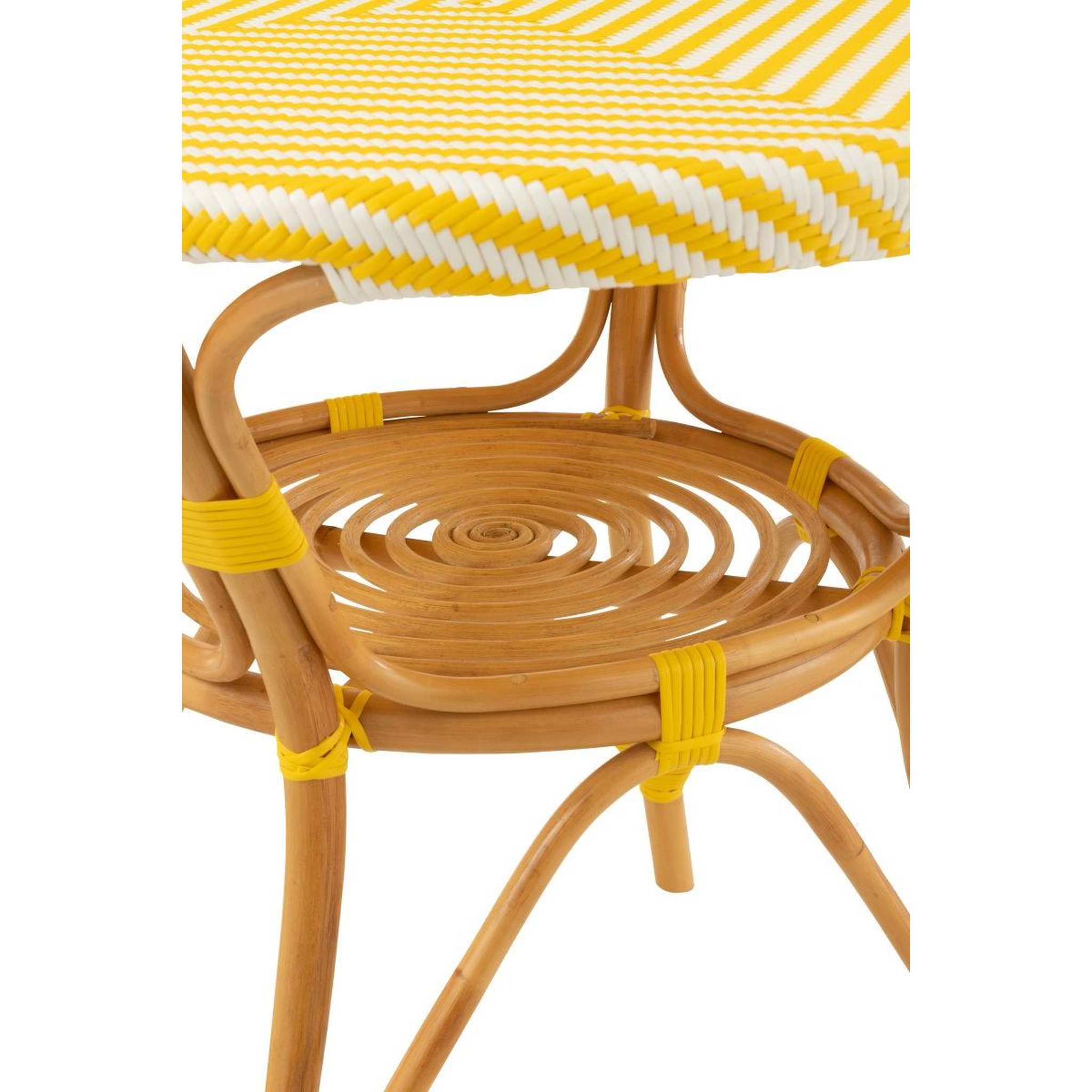 Voir la diapositive 3 : J-LINE Table à manger en rotin  danial  90cm jaune