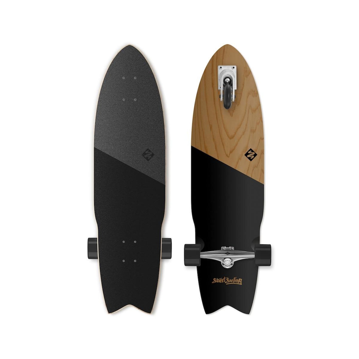 Street Surfing Skate Surfboard  Shark Attack 36  koa black