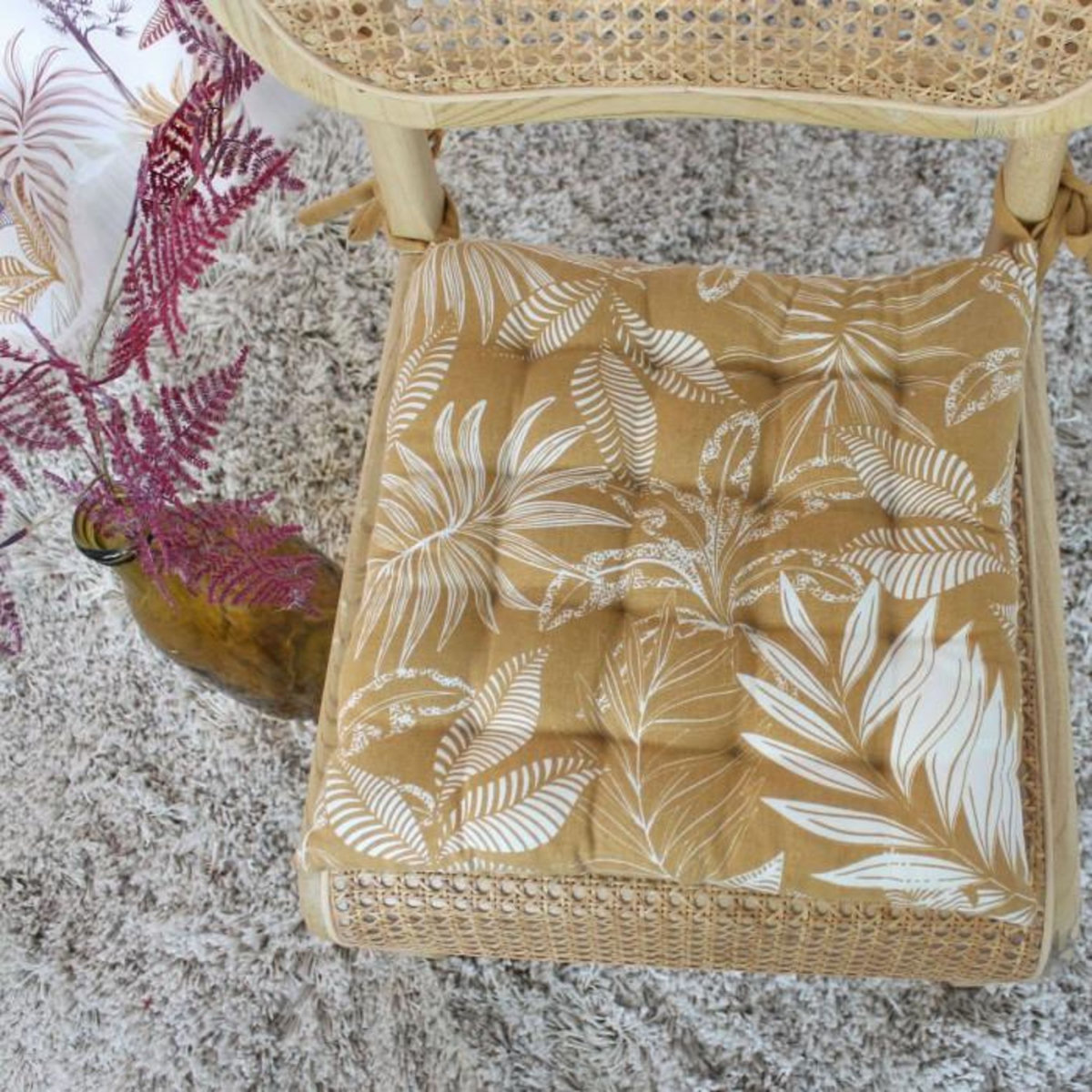 Paris Prix Galette de Chaise Piquée  Hévéa  38x38cm Miel