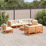 Voir la diapositive 3 : VIDAXL Salon de jardin 9 pcs avec coussins marron cire bois pin massif