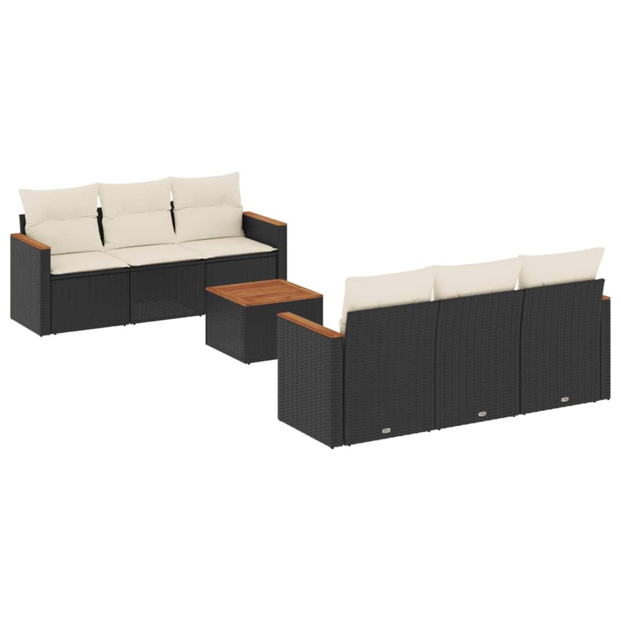 Voir la diapositive 2 : VIDAXL Salon de jardin 7 pcs avec coussins noir resine tressee