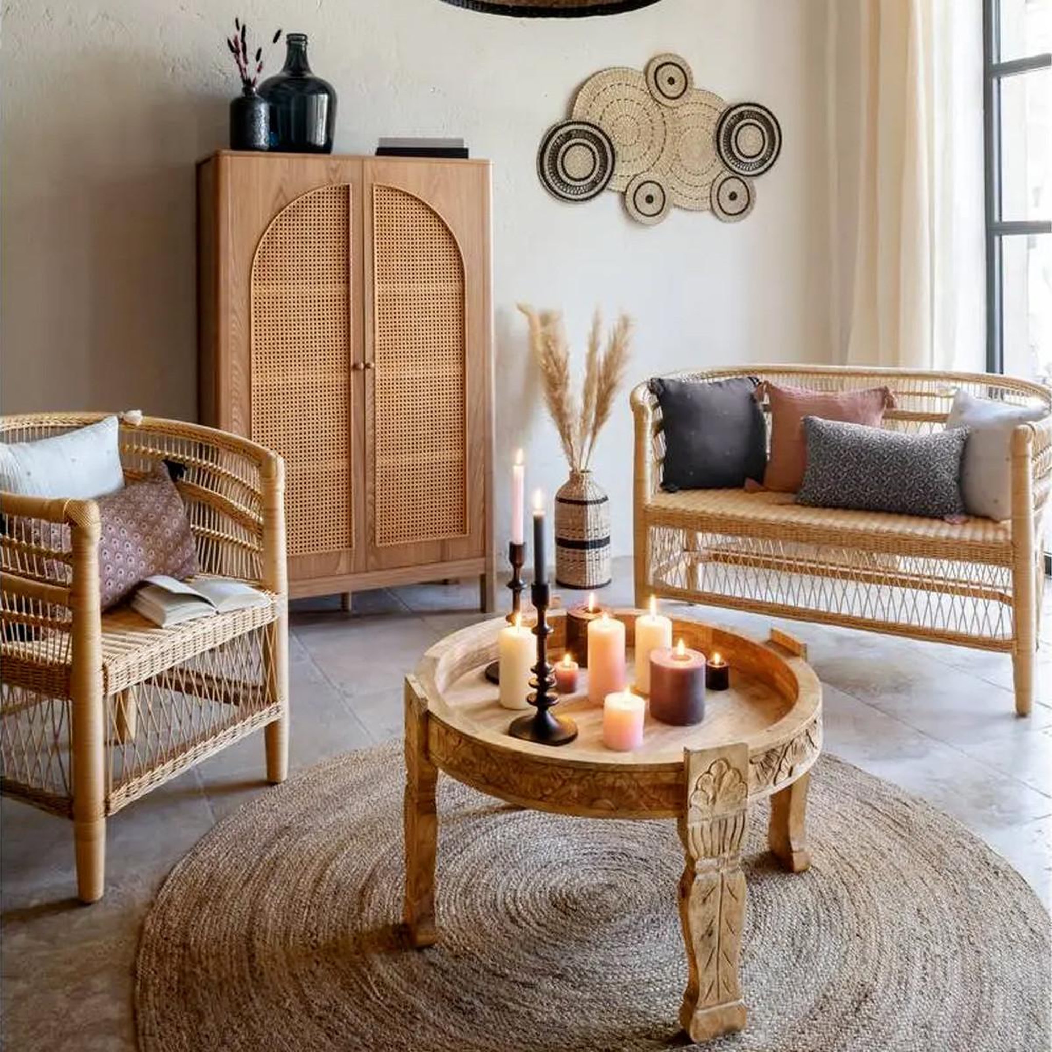 Voir la diapositive 5 : ATMOSPHERA Table d'appoint en bois  gypsy  75cm naturel