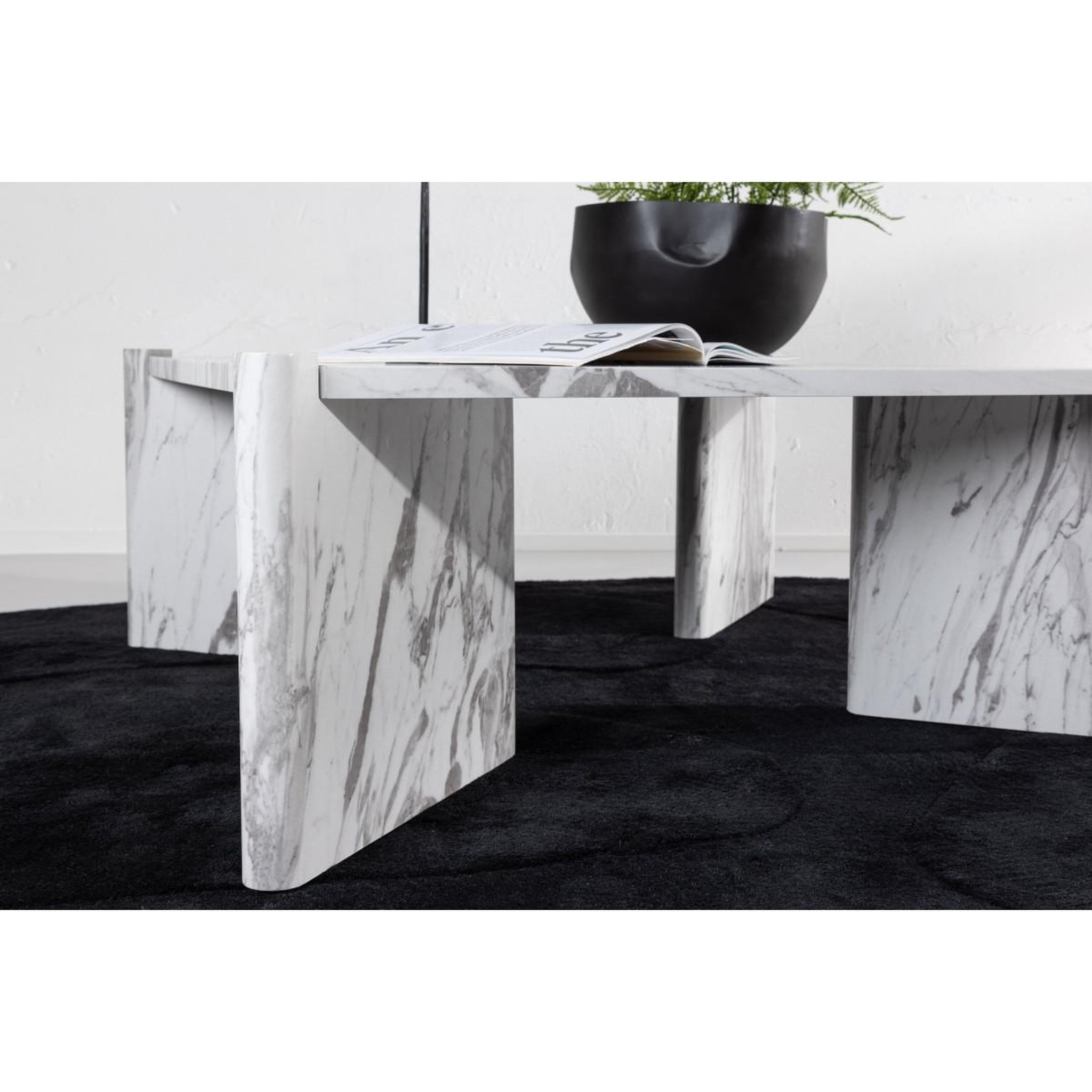 Voir la diapositive 6 : Paris Prix Table basse effet marbre  rogaland  100cm blanc