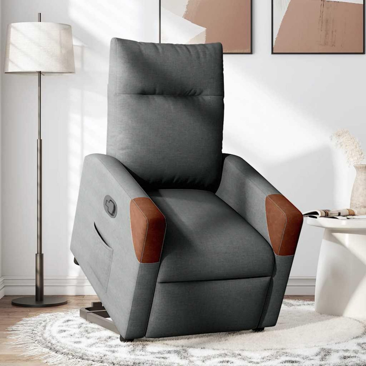 VIDAXL Fauteuil inclinable Gris fonce Tissu