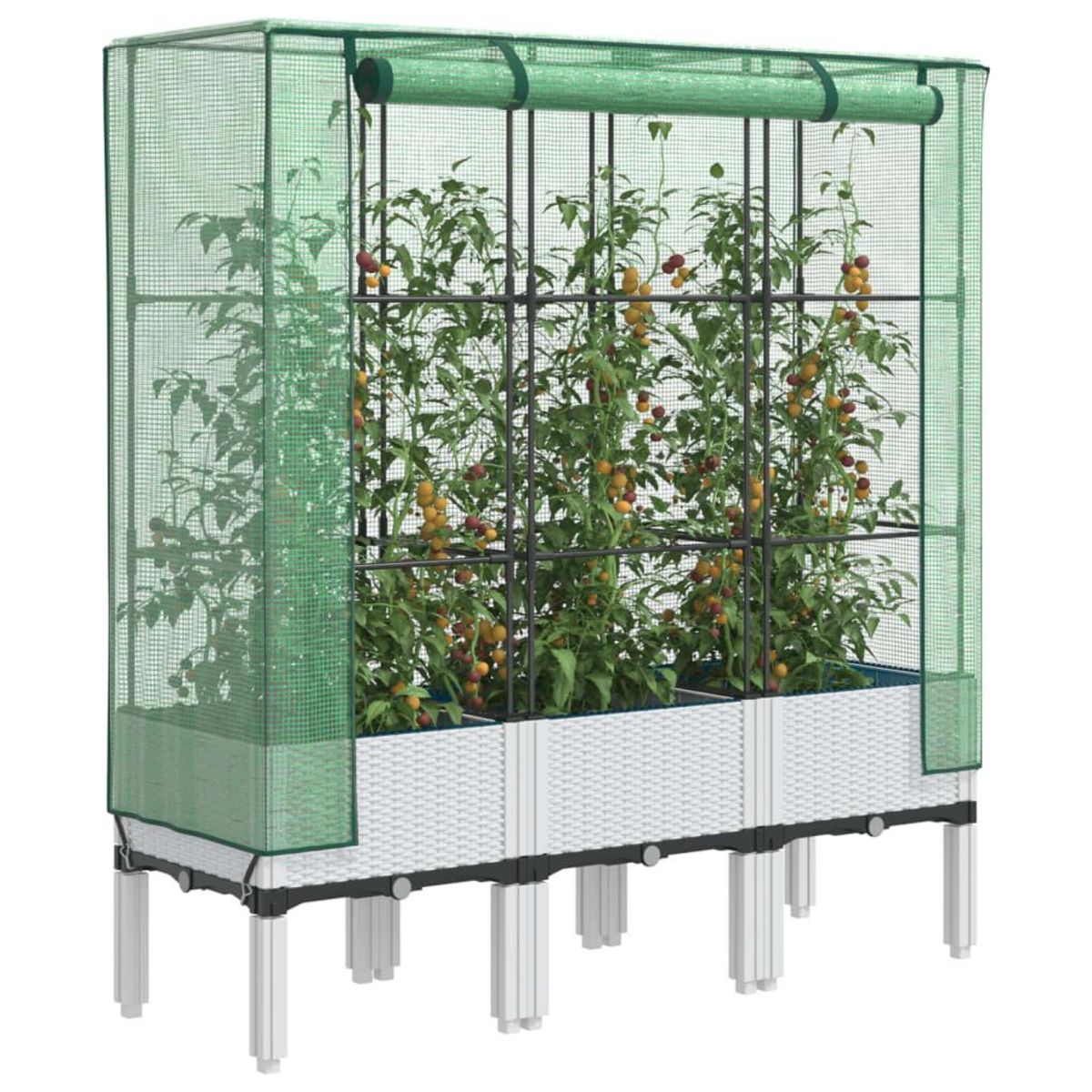 VIDAXL Jardiniere surelevee avec housse aspect rotin 120x40x140 cm