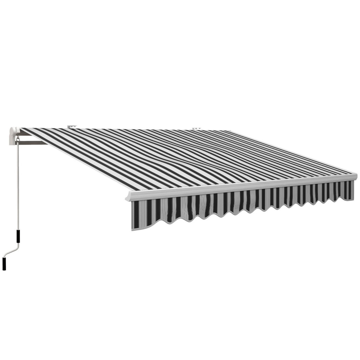 OUTSUNNY Store banne manuel rétractable alu. polyester imperméabilisé haute densité 4 x 2,5 m bleu blanc rayé