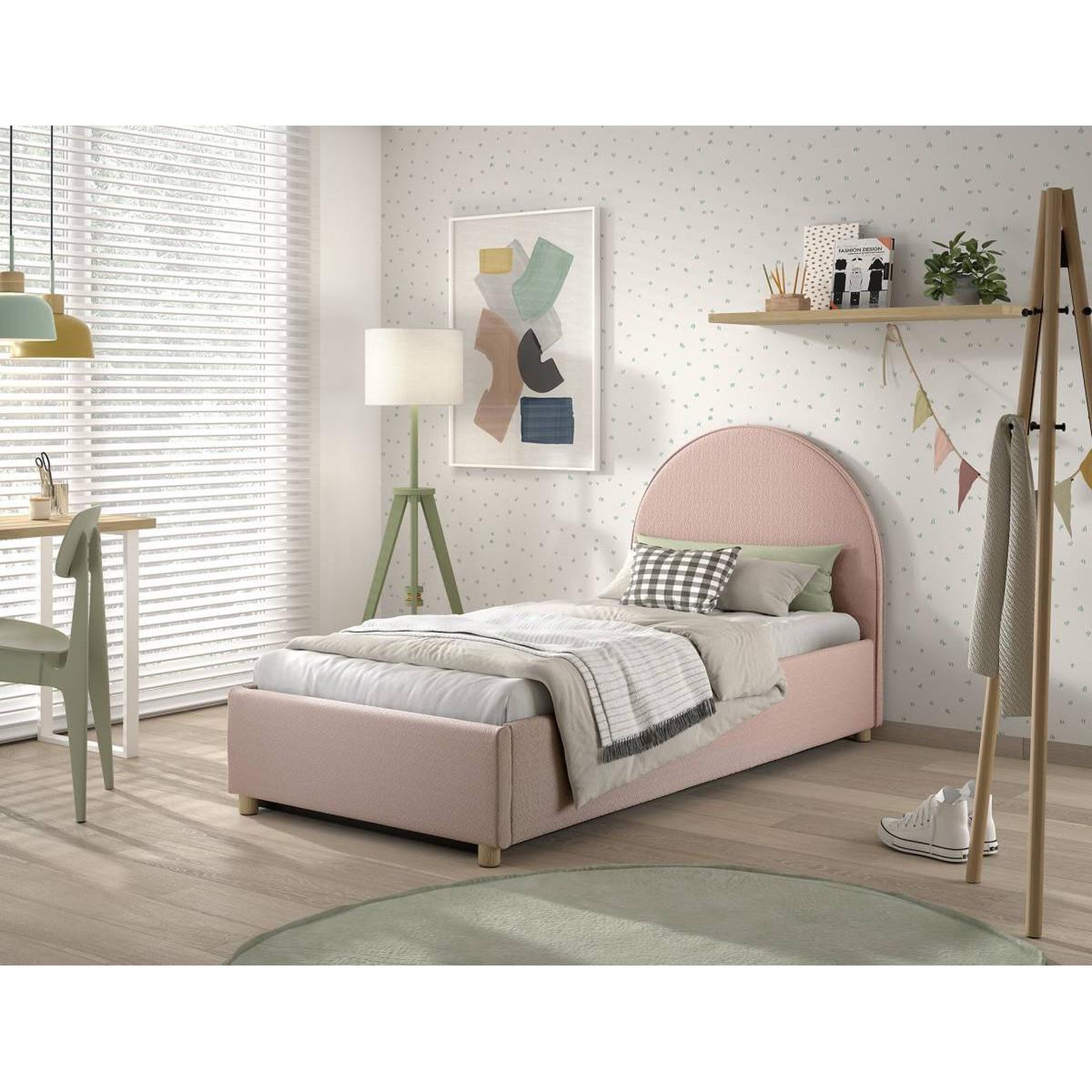Voir la diapositive 5 : Paris Prix Lit coffre enfant bouclé  moon  90x200cm rose