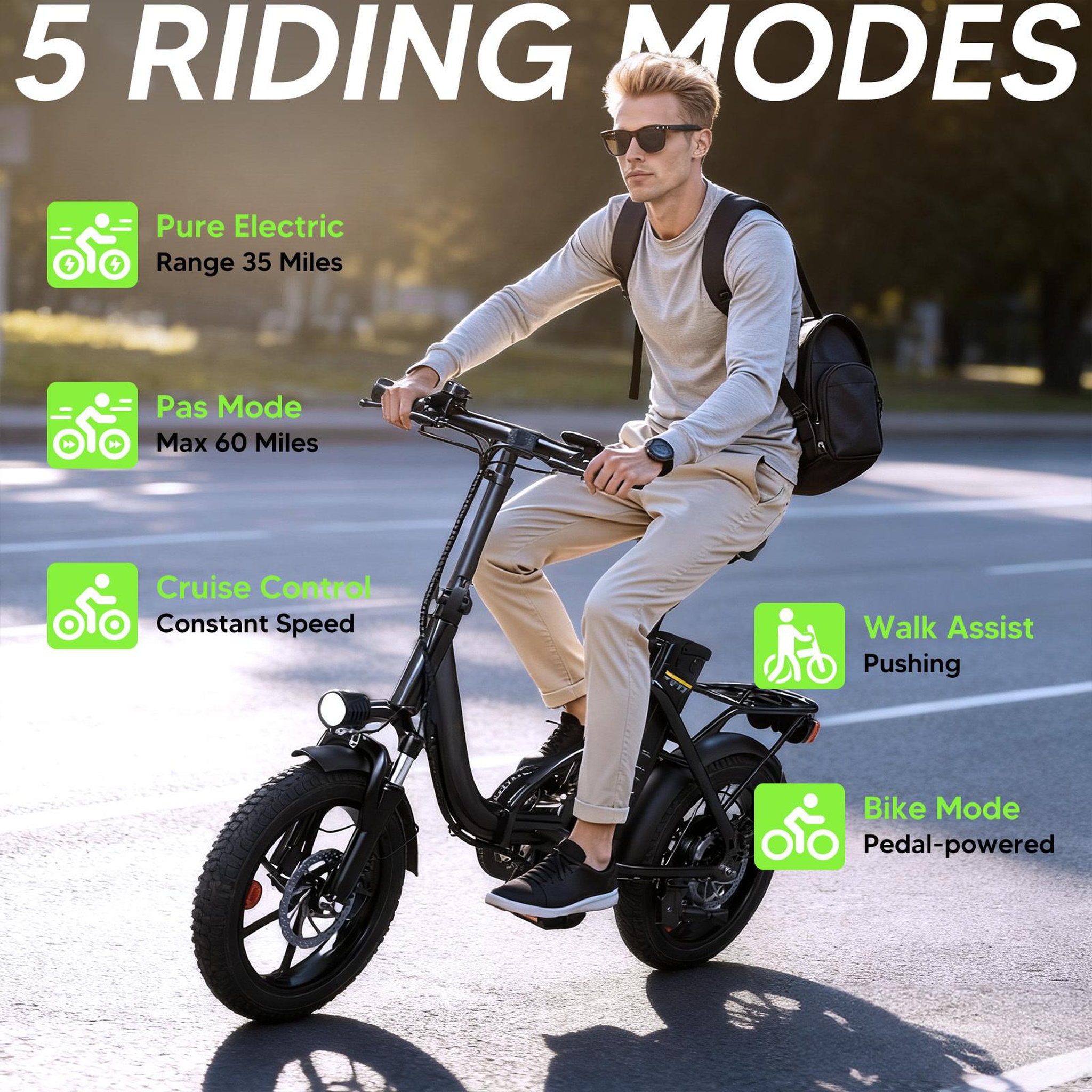 Voir la diapositive 4 : ISCOOTER Vélo électrique pliable iScooter U4, 36 V 10,4 Ah, vélo électrique compact 16 , noir