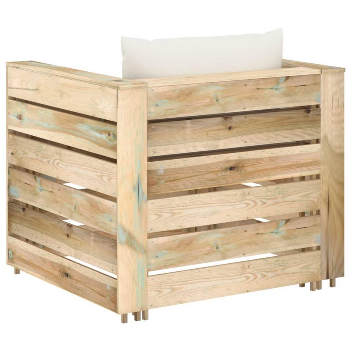 VIDAXL Salon de jardin 2 pcs avec coussins vert bois impregne