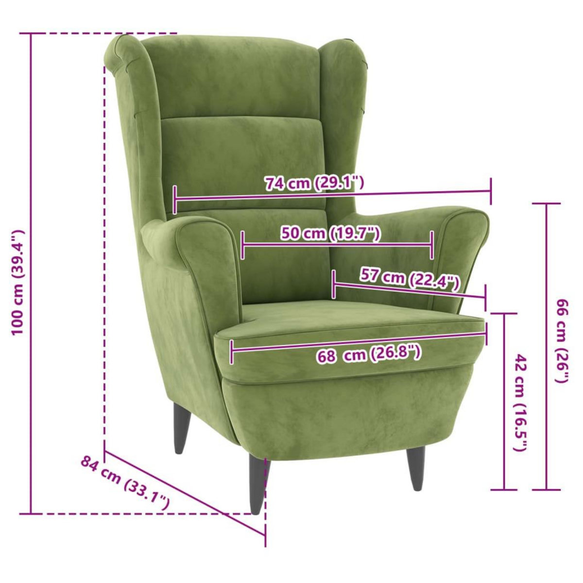 VIDAXL Fauteuil vert clair velours