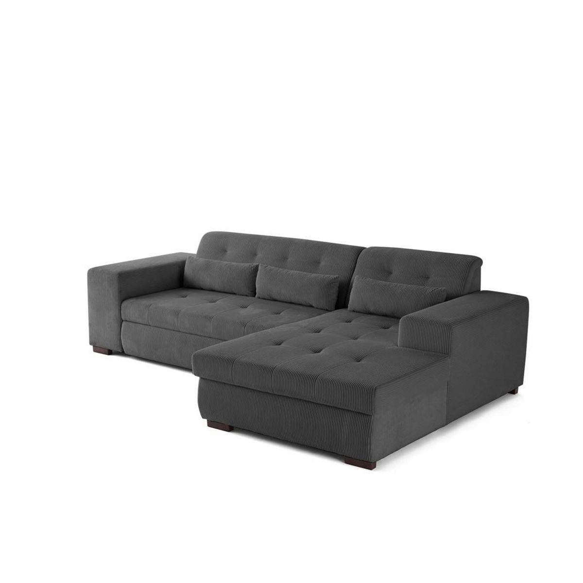 LISA DESIGN Vermont - canapé d'angle droit - 4 places - convertible avec coffre - en velours côtelé