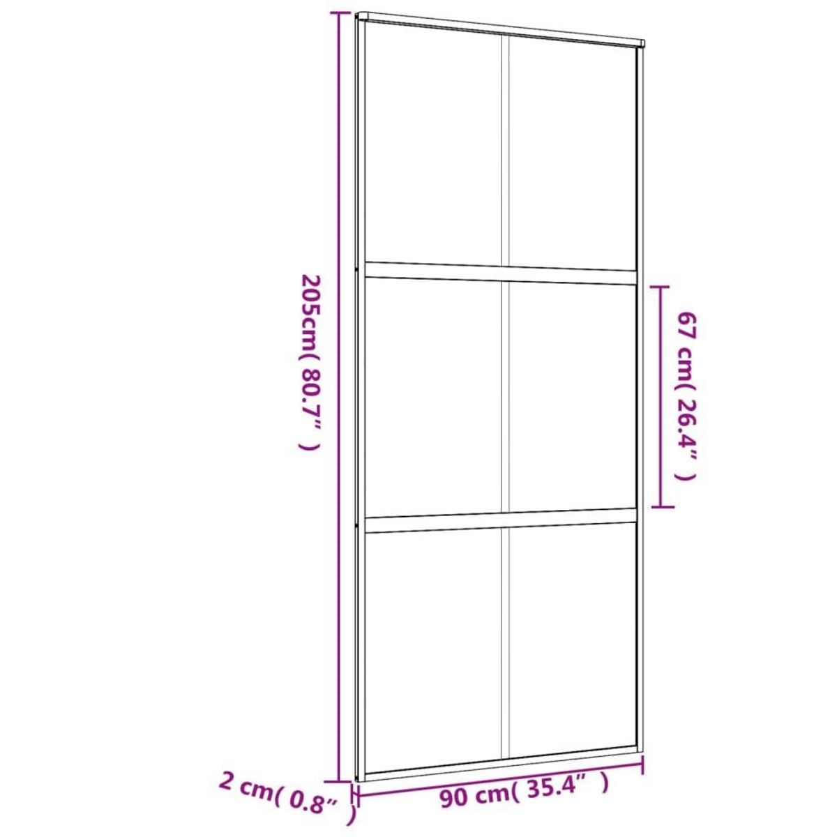VIDAXL Porte coulissante dore 90x205 cm verre ESG depoli et aluminium