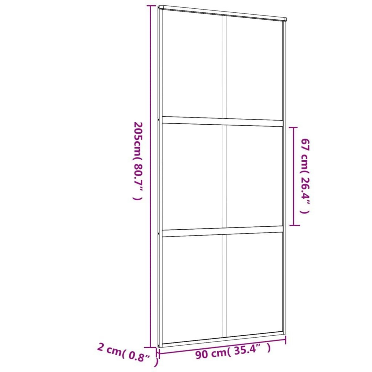 VIDAXL Porte coulissante dore 90x205 cm verre ESG depoli et aluminium