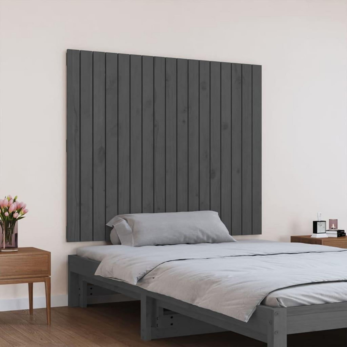 VIDAXL Tete de lit murale Gris 108x3x90 cm Bois massif de pin