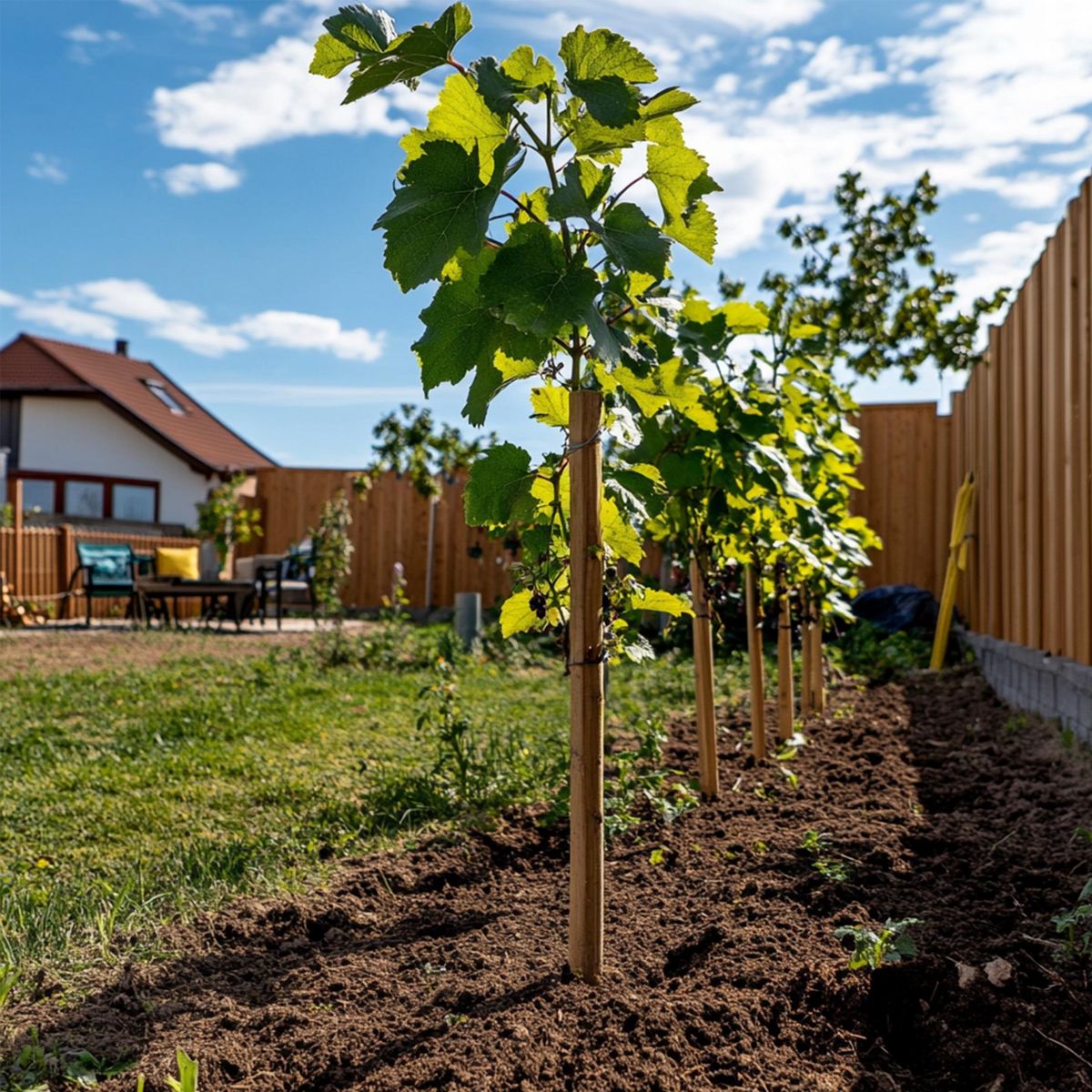 PLANT IN A BOX Vigne à raisin - Set de 3 - Vitis vinifera 'Chardonnay' - Hauteur 25-40cm - ⌀9cm