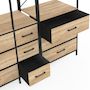Voir la diapositive 5 : ID MARKET Dressing penderie modulable L. 150 cm UTAH XXL avec 3 étagères et 9 bacs en tissu bois et noir