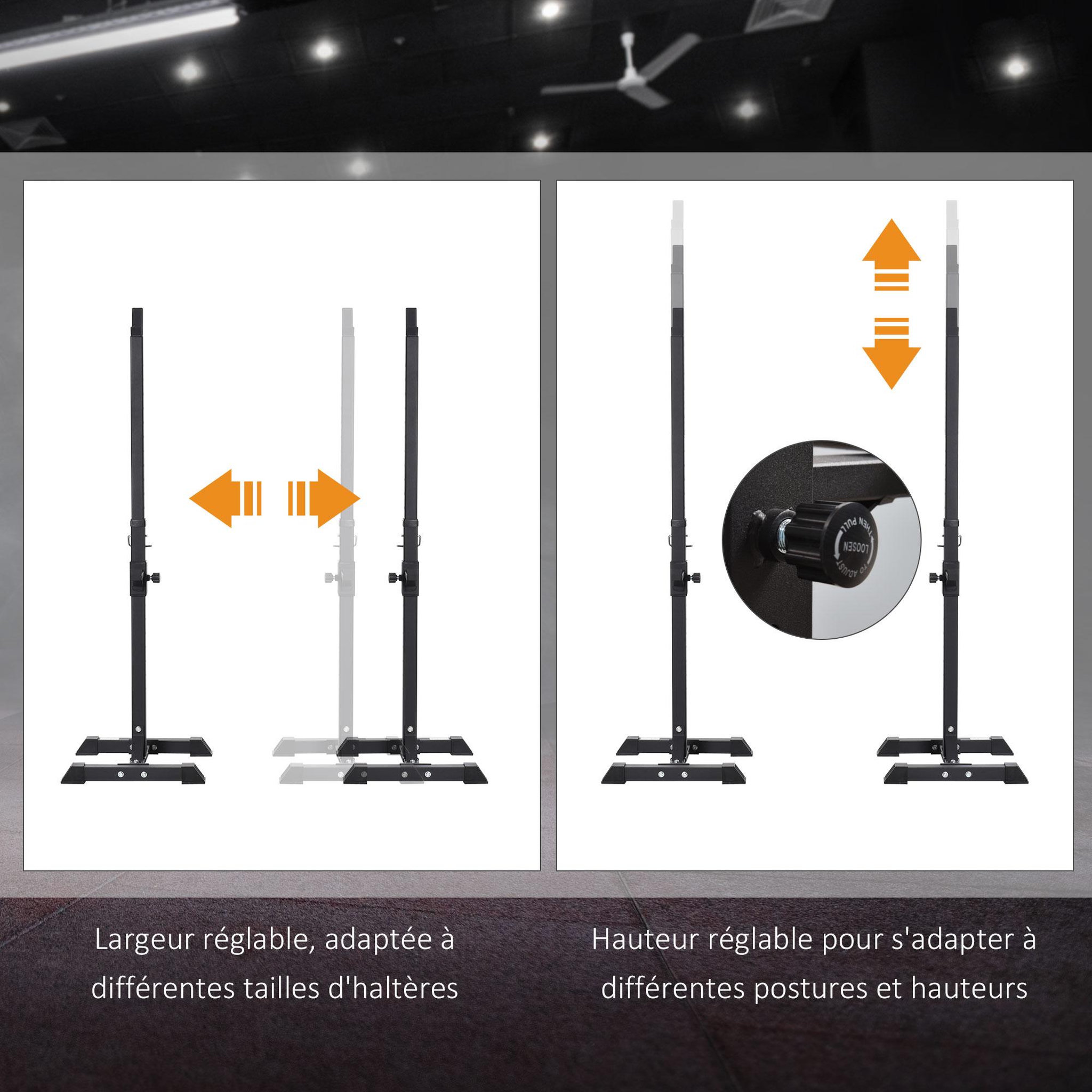 Voir la diapositive 4 : HOMCOM Support de musculation repose haltères charge max. 150 kg noir