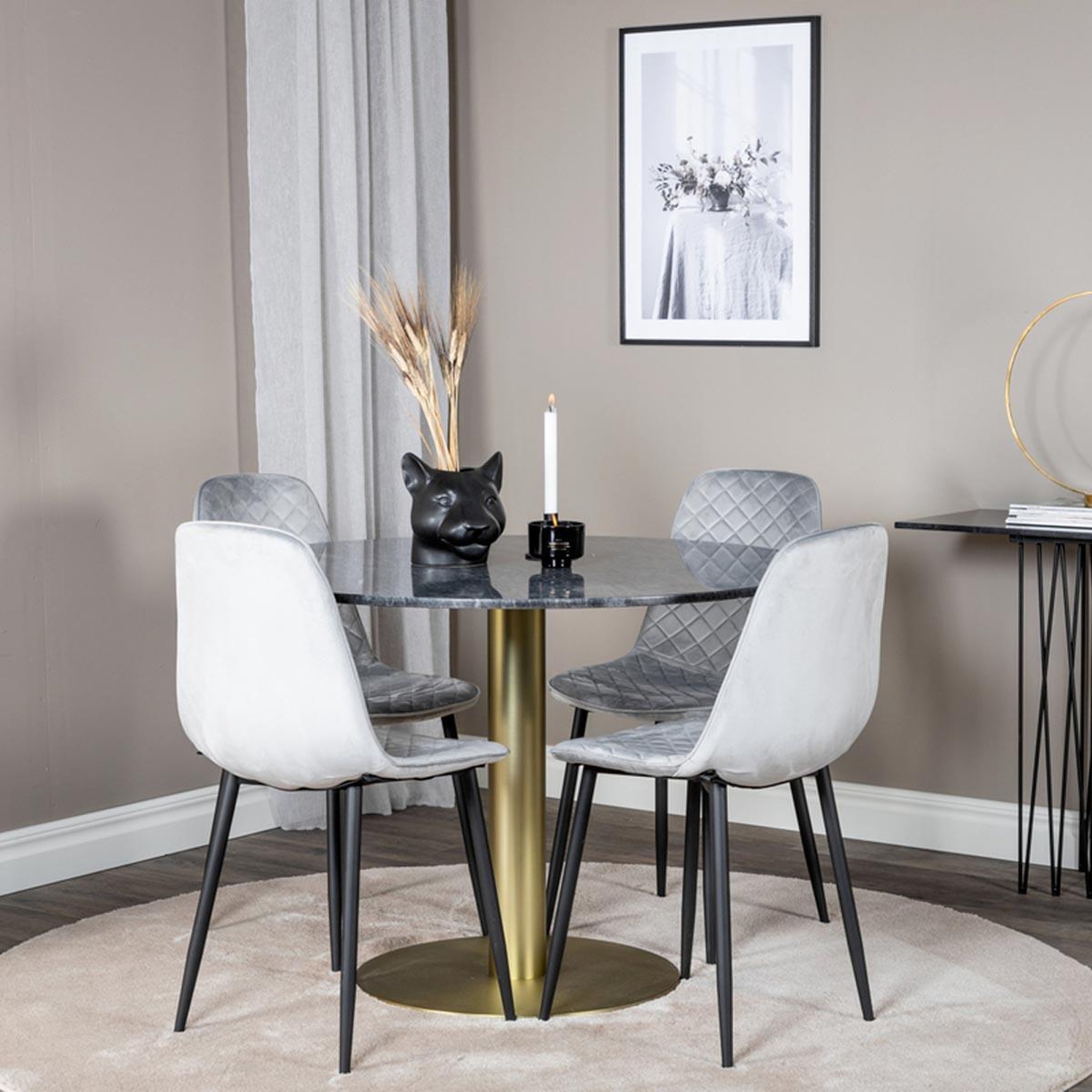 Voir la diapositive 4 : Paris Prix Ensemble table à manger & 4 chaises design  estelle ii & polar i  106cm gris foncé & gris