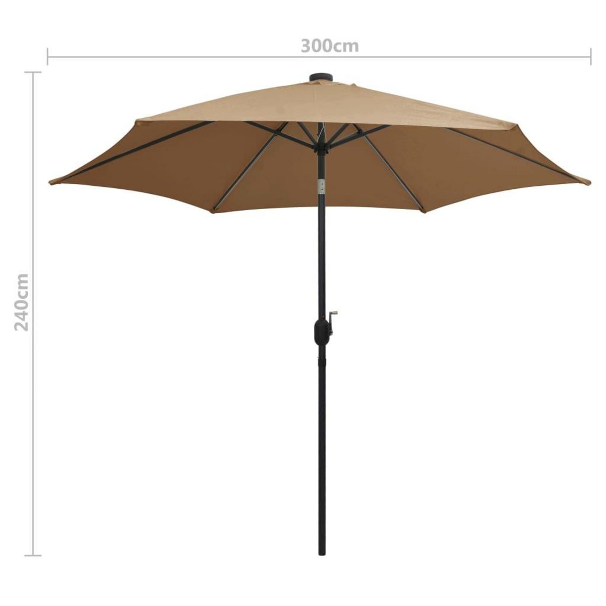 VIDAXL Parasol de jardin avec lumieres LED et mat en aluminium taupe
