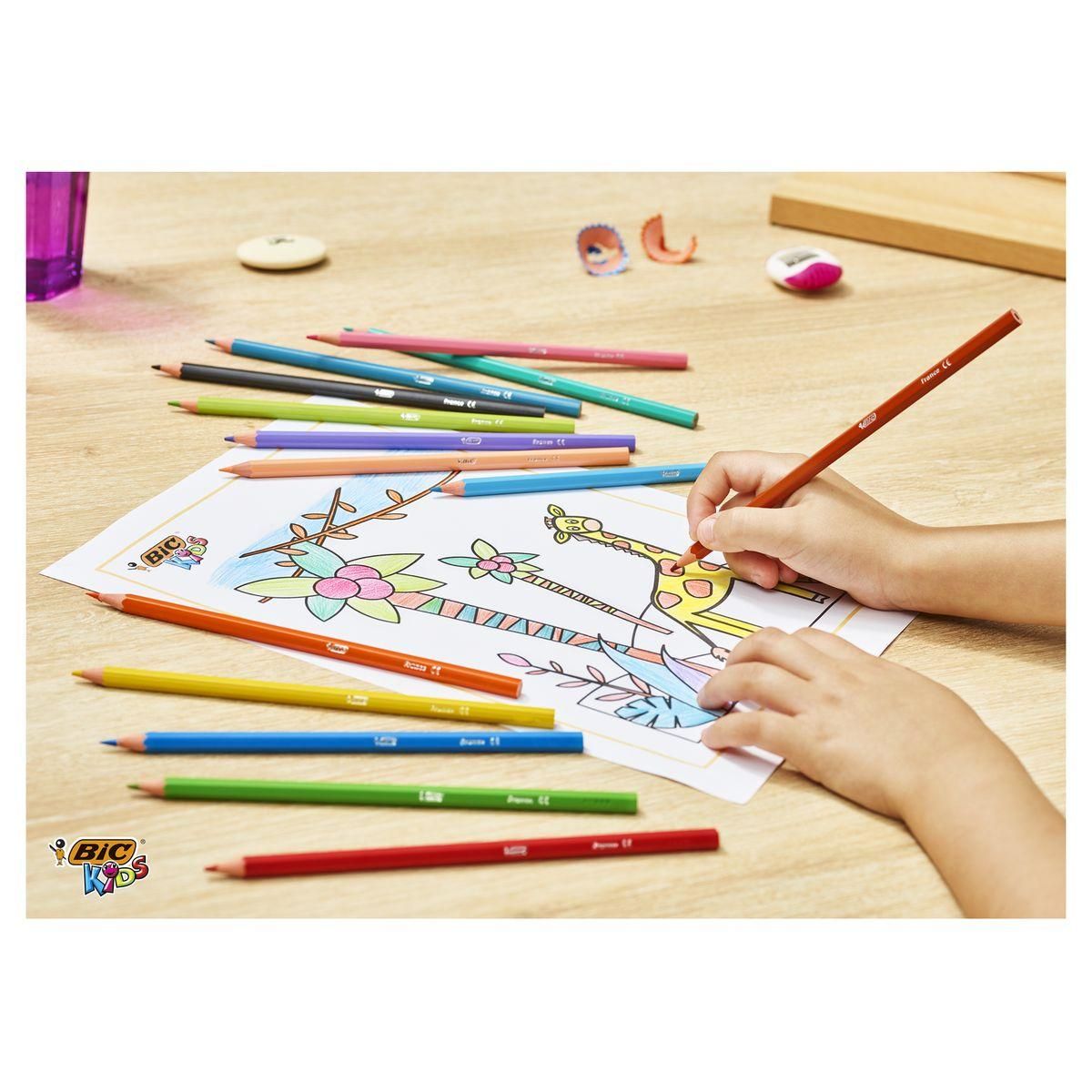 BIC Boîte de 18 crayons de couleur Kids Tropicolors