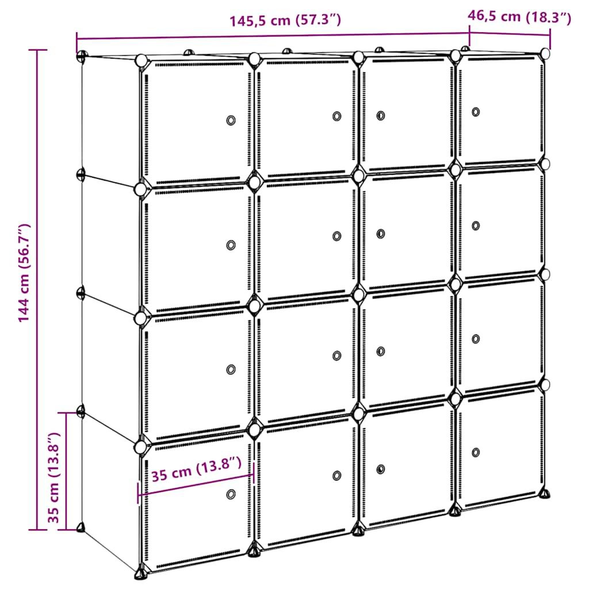 Voir la diapositive 6 : VIDAXL Cubes de rangement 16 pcs avec tiges de suspension PP