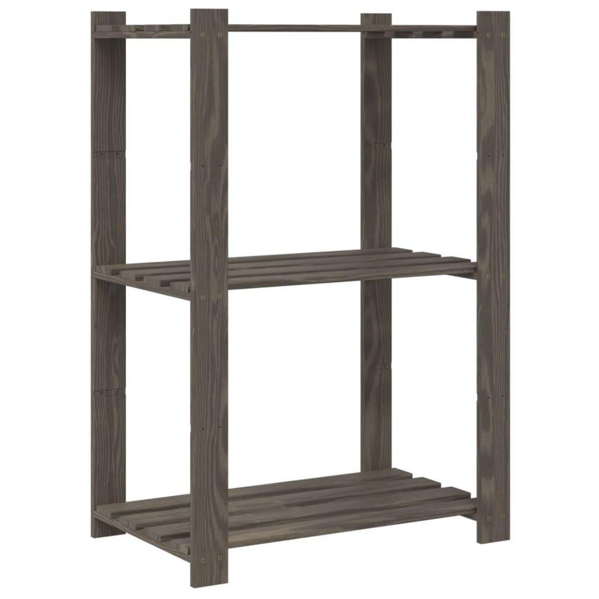 VIDAXL Support de rangement a 3 niveaux gris 60x38x90 cm bois de pin