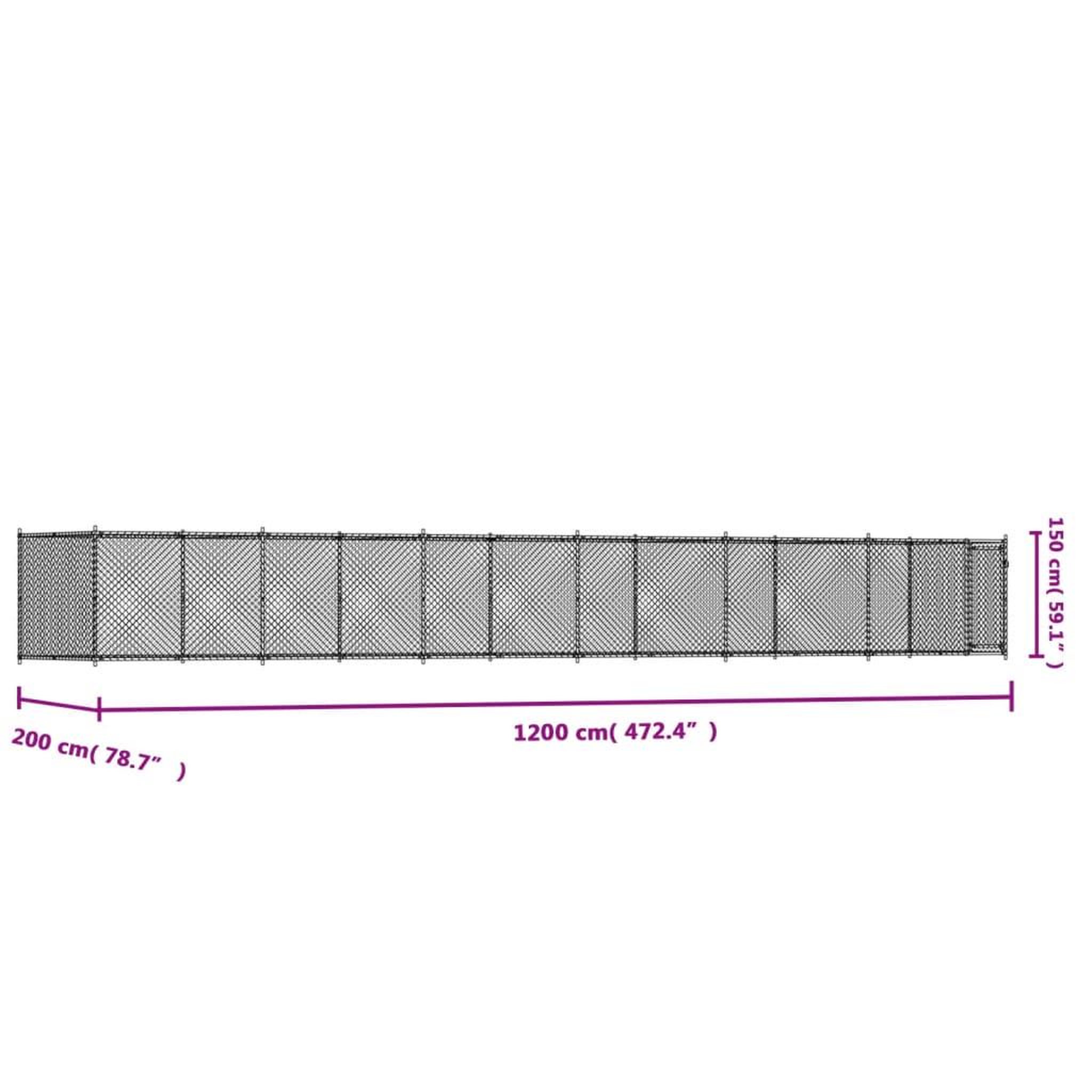 Voir la diapositive 6 : VIDAXL Cage pour chien avec porte gris 12x2x1,5 m acier galvanise