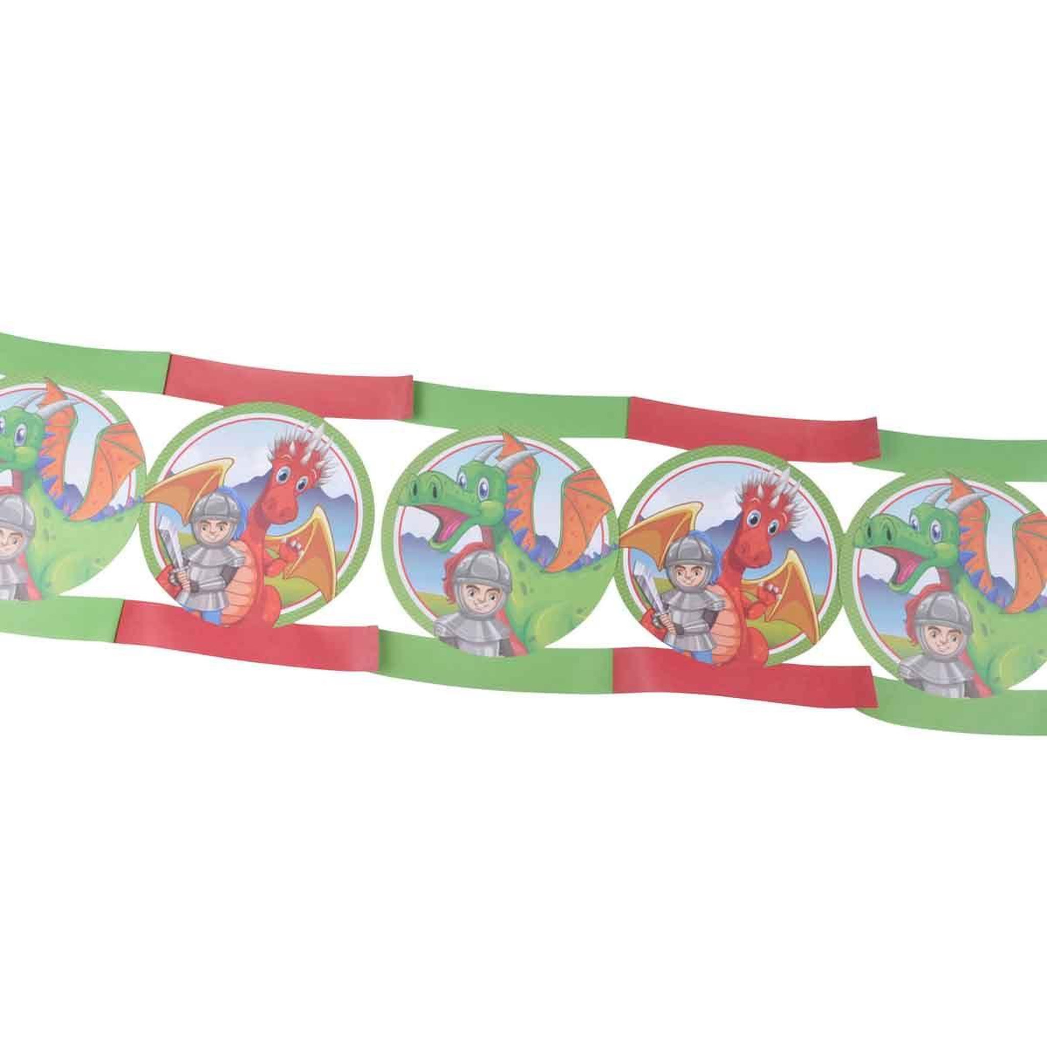 HOMEA Guirlande Imprimée  Chevalier & Dragon  3m Rouge & Vert