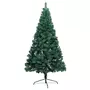VIDAXL Demi-arbre de Noël artificiel pre-eclaire et boules vert 240 cm