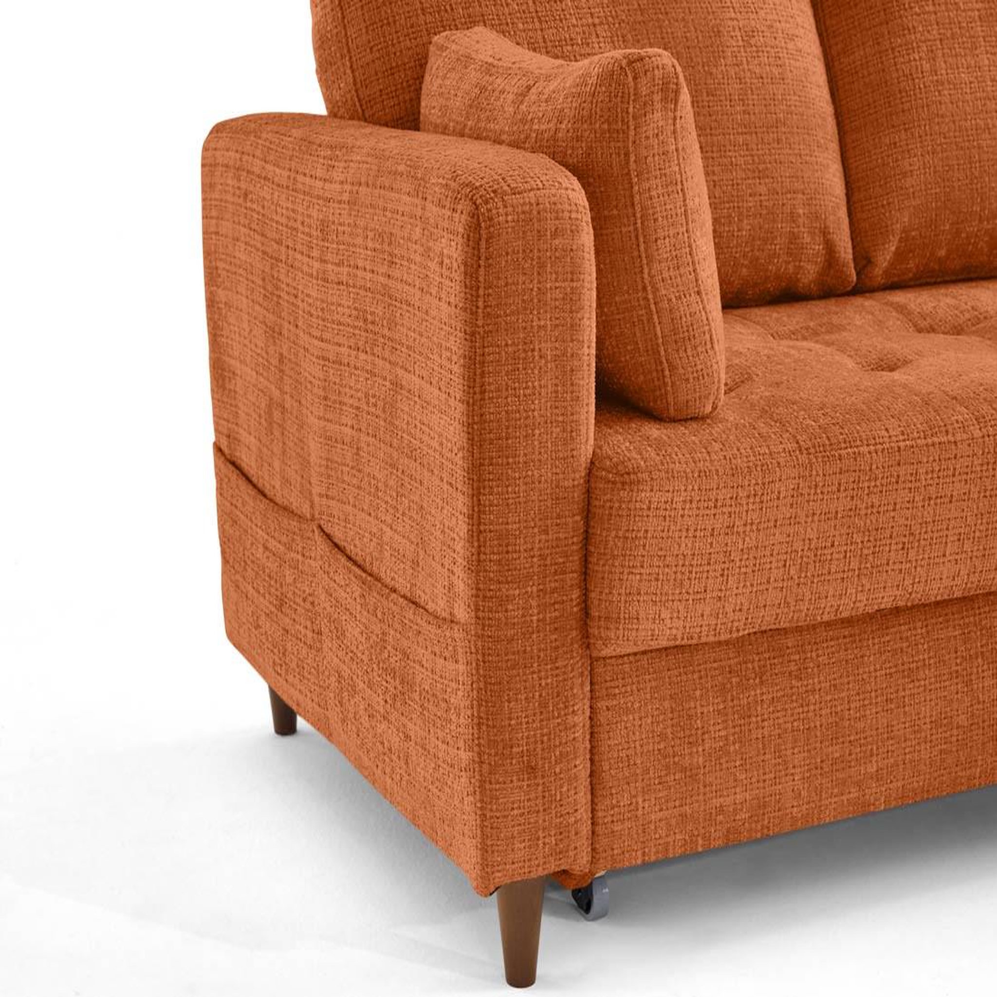 Voir la diapositive 6 : LISA DESIGN Anna - canapé d'angle droit 5 places convertible en velours texturé