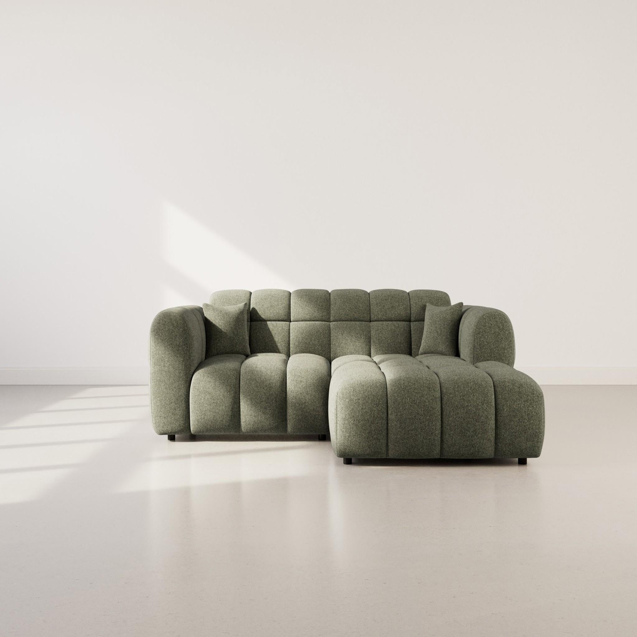 Voir la diapositive 2 : BEST MOBILIER Mini ray - canapé d'angle droit 4 places en tissu texturé