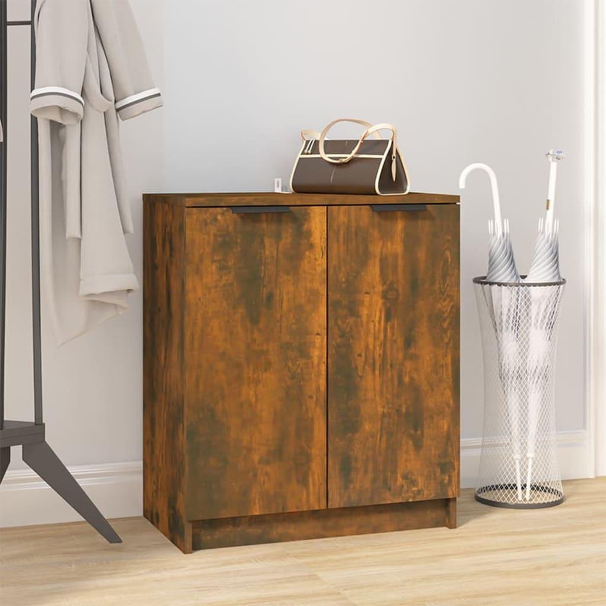 Voir la diapositive 1 : VIDAXL Meuble a chaussures Chene fume 59x35x70 cm Bois d'ingenierie