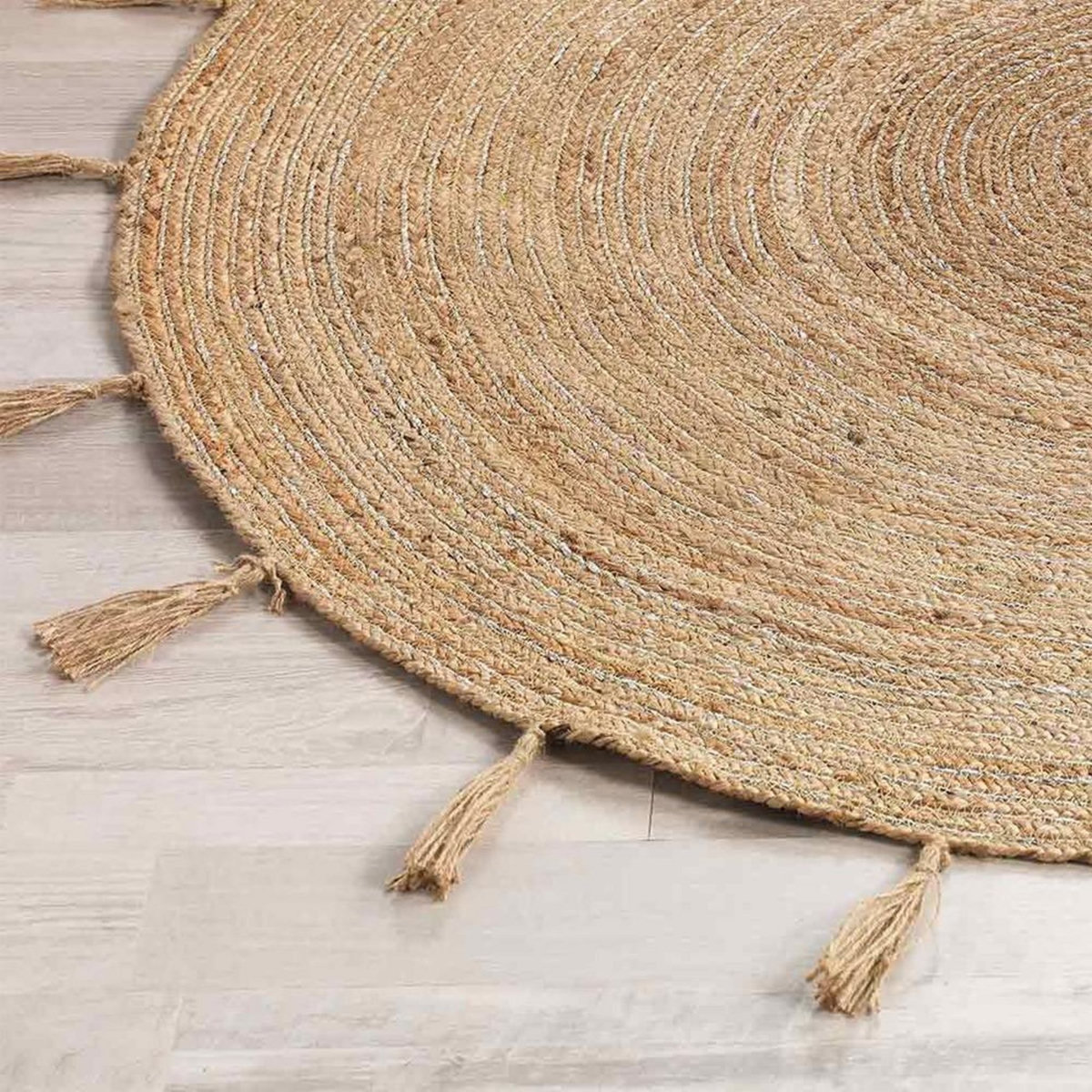 Douceur d'Intérieur Tapis rond 120 cm jute Sanda argent