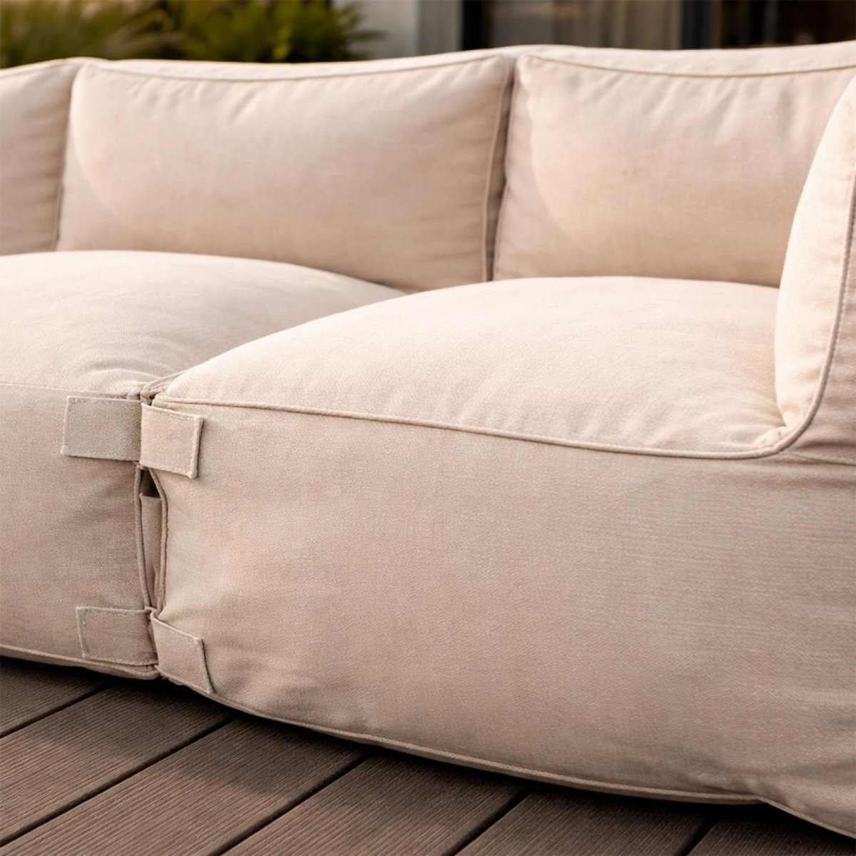 CONCEPT USINE Salon de jardin modulable 4 places beige en tissu déperlant PRAIANO