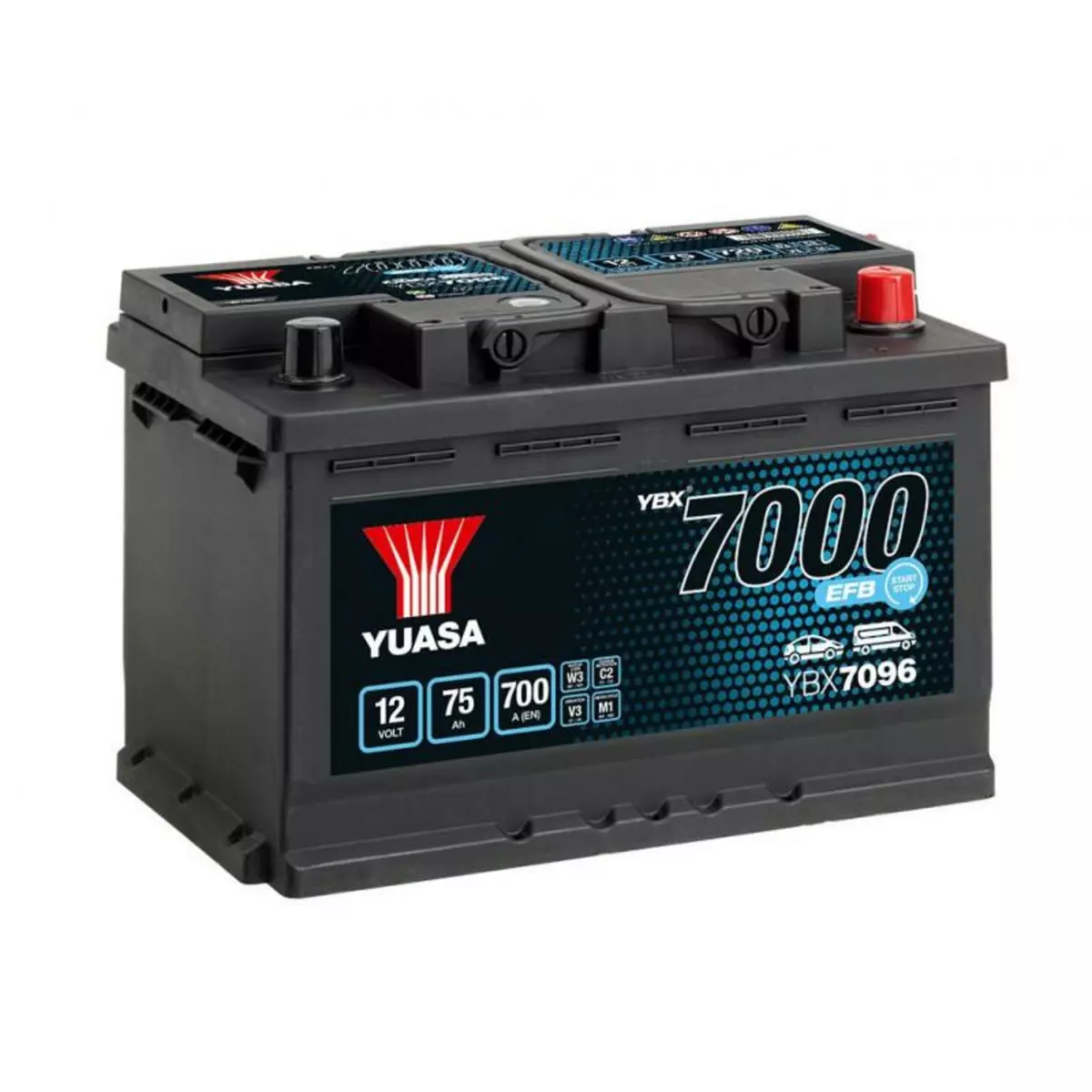 YUASA Batterie YUASA YBX7096 EFB 12V 75AH 700A L3D