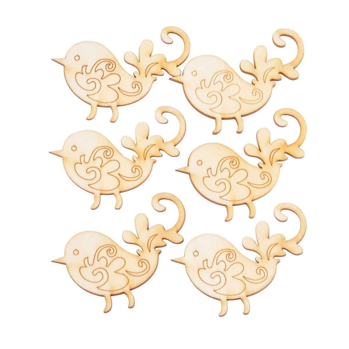 Paris Prix Lot de 8 Embellisseurs en Bois  Oiseaux  16cm Naturel