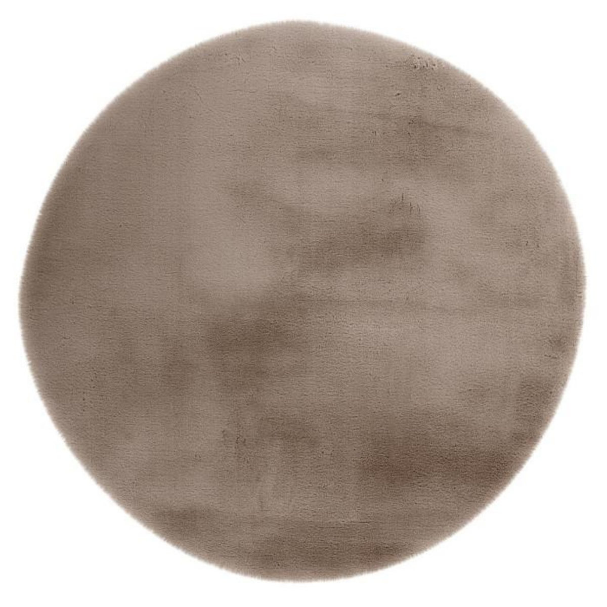 Paris Prix Tapis Uni Rond Doux à Poils Longs  Rabbit  Taupe