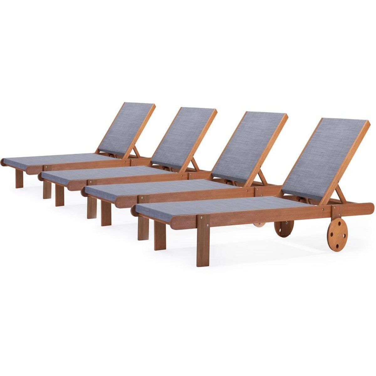 Habitat et Jardin Bain de soleil en bois exotique  Saïgon  - Maple - Gris - Lot de 4