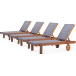 Habitat et Jardin Bain de soleil en bois exotique  Saïgon  - Maple - Gris - Lot de 4