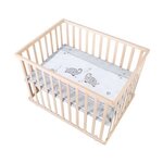 Roba Parc Bébé sur Roulettes - ROBA - Jumbotwins - Réglable en Hauteur - Tapis de Parc Inclus - Bois Massif Naturel - Motif Élép