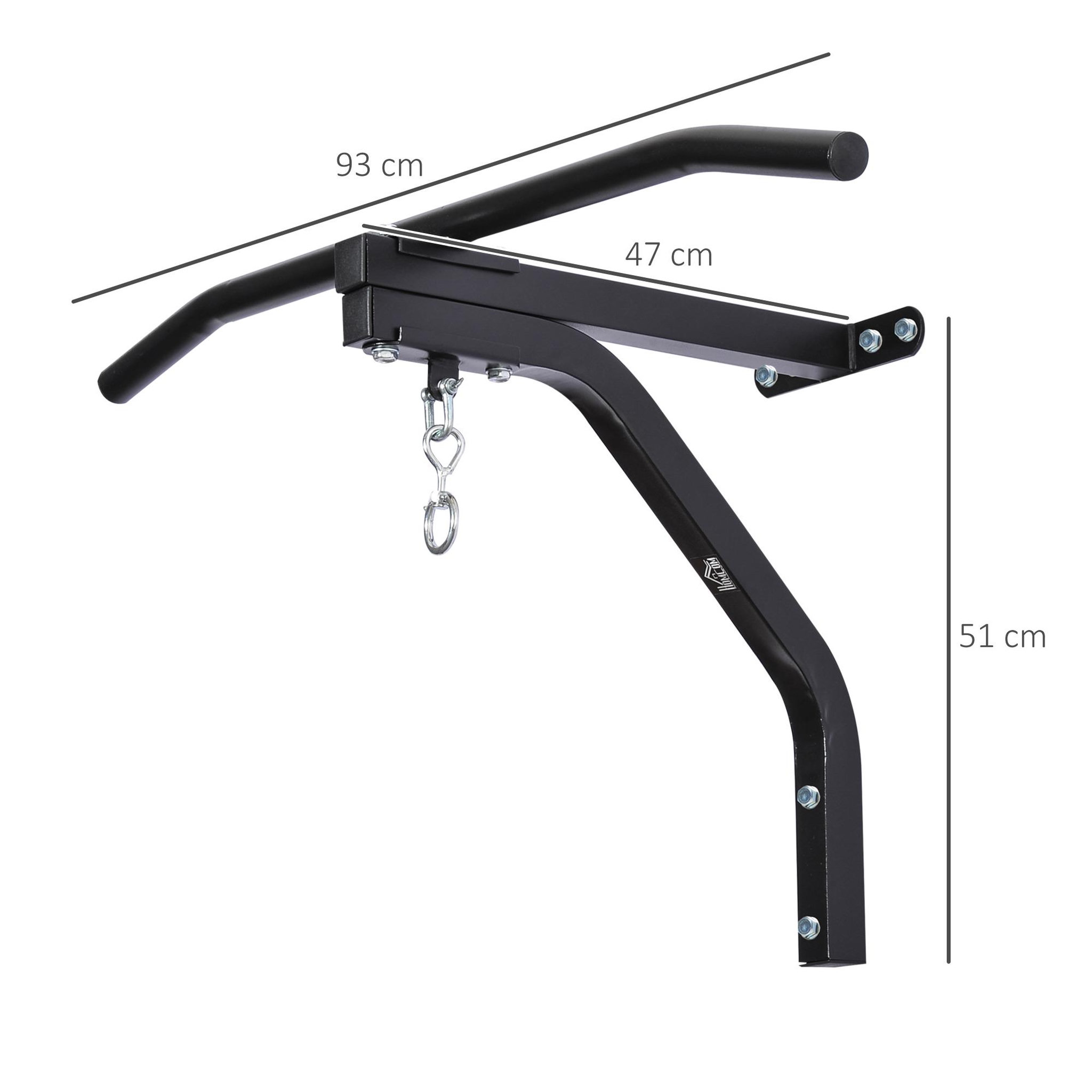 Voir la diapositive 3 : HOMCOM Support sac de boxe fixation sac de frappe barre de traction intégrée charge max. 130 kg acier noir
