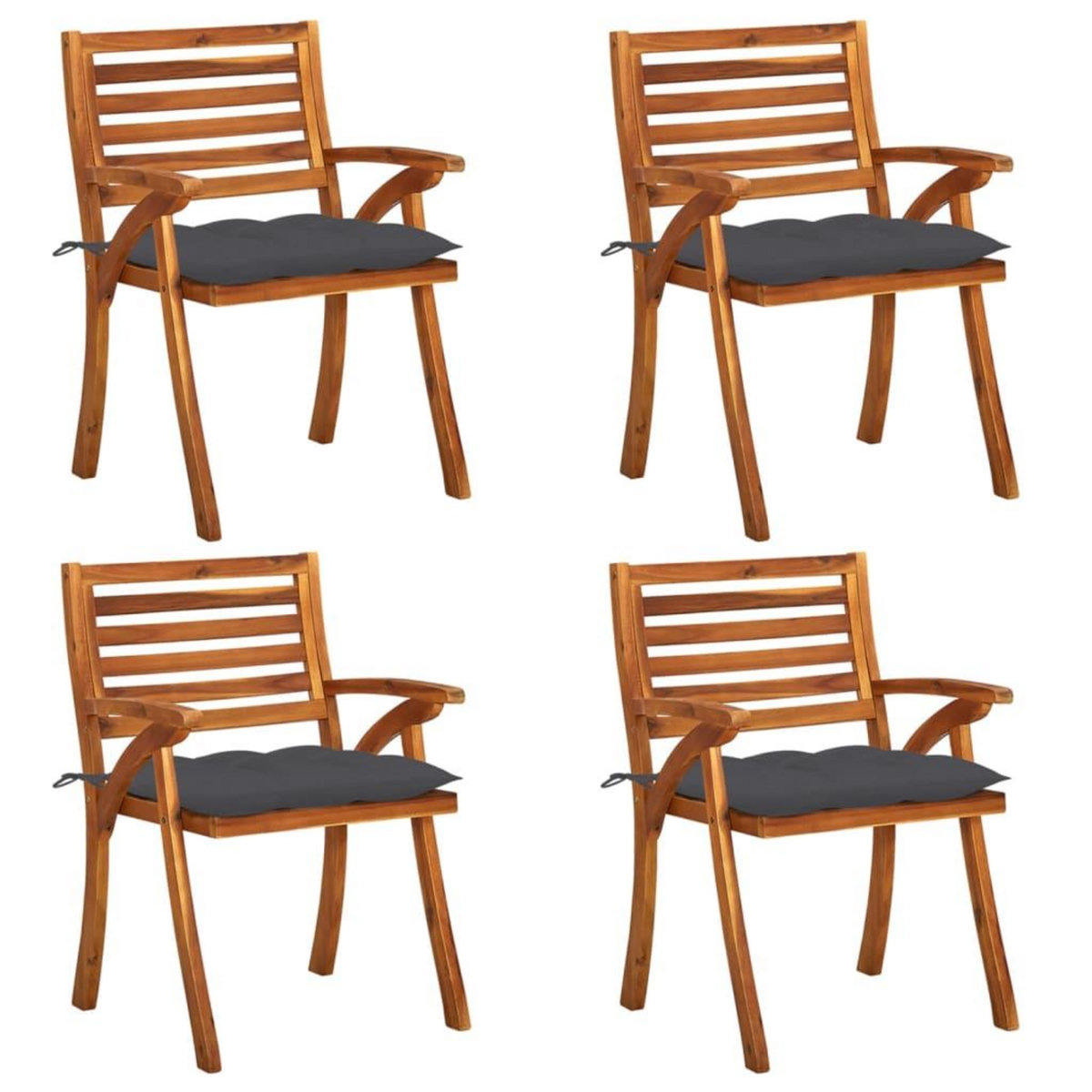 VIDAXL Chaises de jardin avec coussins lot de 4 Bois de teck solide