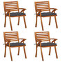 Voir la diapositive 1 : VIDAXL Chaises de jardin avec coussins lot de 4 Bois de teck solide