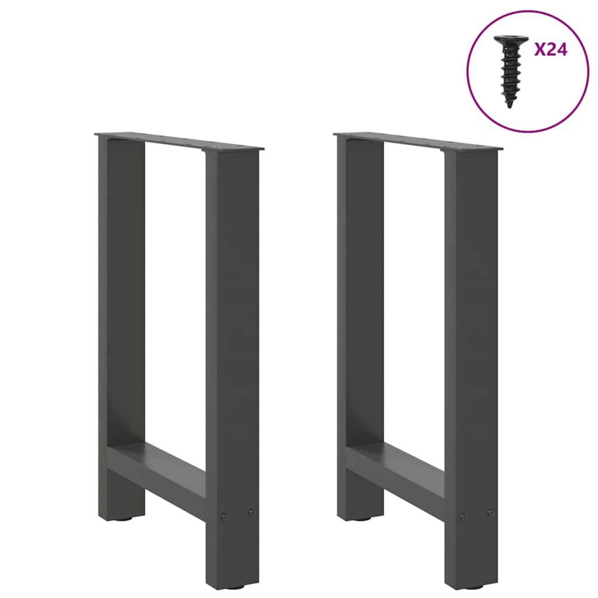 VIDAXL Pieds de table basse anthracite 2 pcs 50x(72-73) cm acier